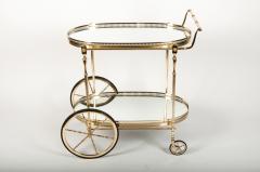 Vintage French Solid Brass Bar Cart - 598132