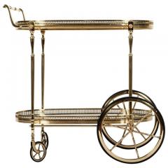 Vintage French Solid Brass Bar Cart - 598134