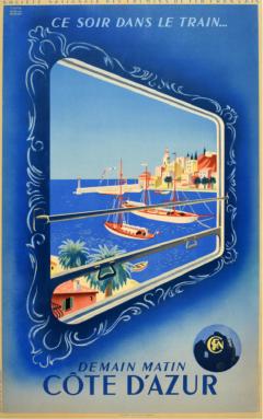 Vintage French Travel Poster C te dAzur - 3813422