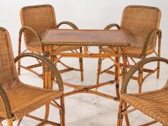 Vintage French Wicker Set of Four chairs and Table - 2560790