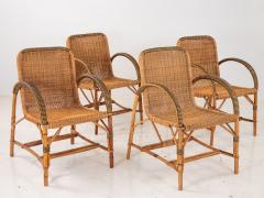 Vintage French Wicker Set of Four chairs and Table - 2560791