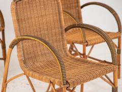 Vintage French Wicker Set of Four chairs and Table - 2560792