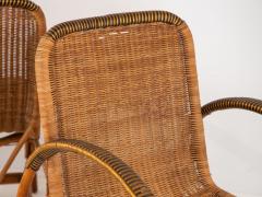 Vintage French Wicker Set of Four chairs and Table - 2560795