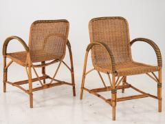 Vintage French Wicker Set of Four chairs and Table - 2566732