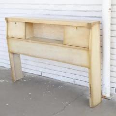 Vintage Full size Painted Wood Headboard - 3730754