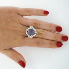 Vintage GIA Certified Black Opal Mixed Cut Diamond Halo 14K Cocktail Ring - 3991559