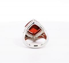 Vintage GIA Certified Orange Spessartine Garnet Diamond 18K White Gold Ring - 3504802