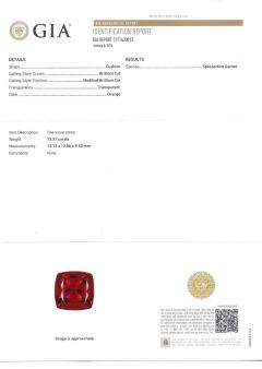 Vintage GIA Certified Orange Spessartine Garnet Diamond 18K White Gold Ring - 3504822