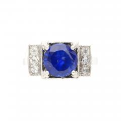 Vintage GRS Certified 2 47 Carat Royal Blue Sapphire Diamond Platinum Ring - 3610486