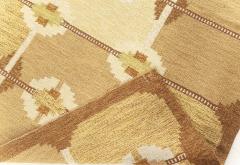 Vintage Geometric Swedish Beige Brown Gold Green Wool Rug by Ingegerd Silow - 2442032