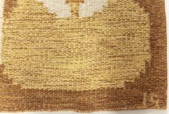Vintage Geometric Swedish Beige Brown Gold Green Wool Rug by Ingegerd Silow - 2442034