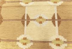 Vintage Geometric Swedish Beige Brown Gold Green Wool Rug by Ingegerd Silow - 2442036