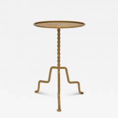 Vintage Gilt Iron Tripod Table With Stylized Base - 4243321