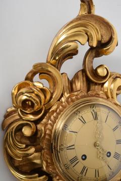 Vintage Gilt Wood Framed Swedish Wall Cartel Clock - 801916