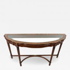 Vintage Glass Top Demilune Console Table - 167609