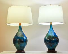 Vintage Glazed Ceramic Pair Table Lamps - 399038