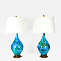 Vintage Glazed Ceramic Pair Table Lamps - 410533