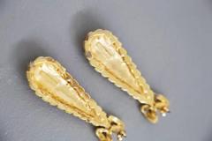 Vintage Gold Plated Bow Pendant Earrings - 3652439