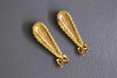 Vintage Gold Plated Bow Pendant Earrings - 3652441