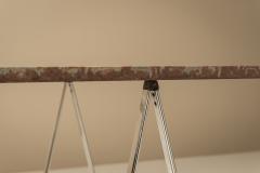 Vintage Gotland Limestone Table on Chrome Trestles Sweden 1970s - 4570472