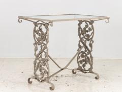 Vintage Gray Painted Iron Garden Table Console - 3542471