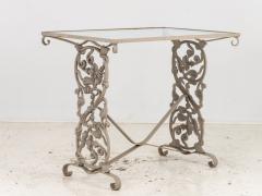 Vintage Gray Painted Iron Garden Table Console - 3542473