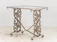 Vintage Gray Painted Iron Garden Table Console - 3542482