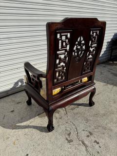 Vintage Hand Carved Chinese Chippendale Solid Rosewood Lounge Chair - 4406849