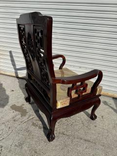Vintage Hand Carved Chinese Chippendale Solid Rosewood Lounge Chair - 4406851