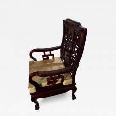 Vintage Hand Carved Chinese Chippendale Solid Rosewood Lounge Chair - 4412323