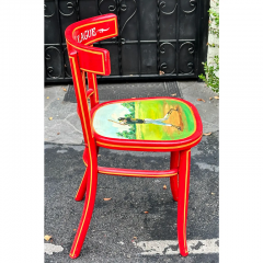 Vintage Hand Painted Little League Baseball Red Klismos Chair - 2910031