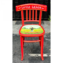 Vintage Hand Painted Little League Baseball Red Klismos Chair - 2910032
