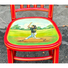 Vintage Hand Painted Little League Baseball Red Klismos Chair - 2910040