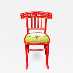 Vintage Hand Painted Little League Baseball Red Klismos Chair - 2911258