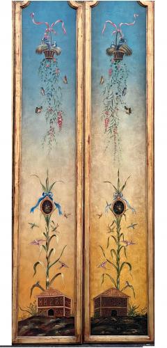 Vintage Hand Painted Scenic Diptych Oil Painting Panels a Pair - 2110477