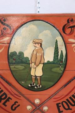 Vintage Hand Painted on Wood Advertising Sign for Golf Equipments 1920s - 2644336