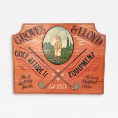 Vintage Hand Painted on Wood Advertising Sign for Golf Equipments 1920s - 2649459