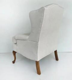 Vintage High back Upholstered Wingback Chairs with Walnut Feet Loose Cushions - 3798737