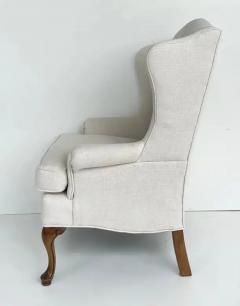 Vintage High back Upholstered Wingback Chairs with Walnut Feet Loose Cushions - 3798738