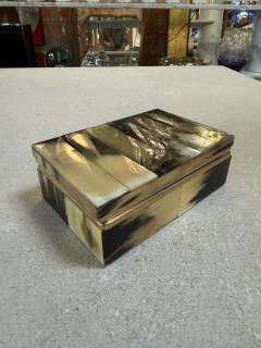 Vintage Horn Veneer Jewelry Box with Brass Trim - 4557139