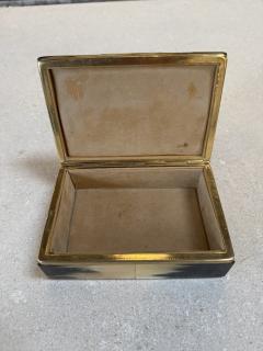 Vintage Horn Veneer Jewelry Box with Brass Trim - 4557143