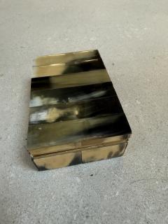 Vintage Horn Veneer Jewelry Box with Brass Trim - 4557144