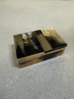 Vintage Horn Veneer Jewelry Box with Brass Trim - 4557145