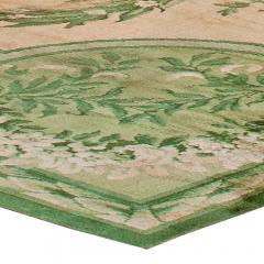 Vintage Irish Donegal Botanic Beige Green Handmade Wool Rug - 2461154