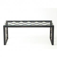 Vintage Iron Glass Coffee Table in the Manner of Jean Roy re - 4047996