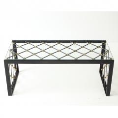 Vintage Iron Glass Coffee Table in the Manner of Jean Roy re - 4047998