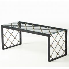 Vintage Iron Glass Coffee Table in the Manner of Jean Roy re - 4047999