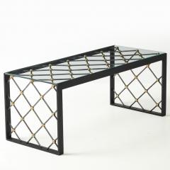 Vintage Iron Glass Coffee Table in the Manner of Jean Roy re - 4048003