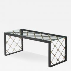 Vintage Iron Glass Coffee Table in the Manner of Jean Roy re - 4048295