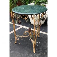 Vintage Iron Tole Marble Top Grape Vine Garden Table - 2019797